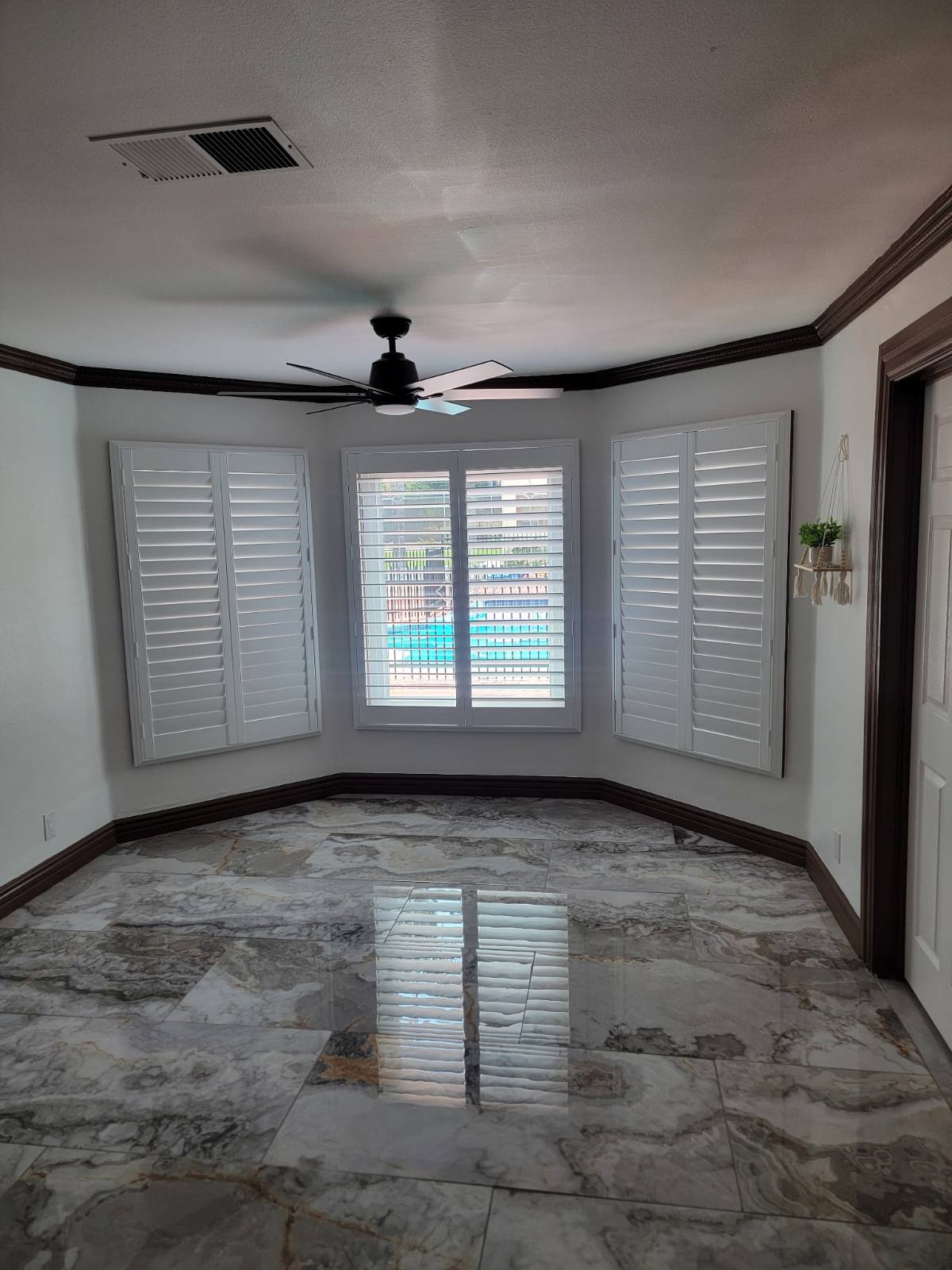 Bay Window Shutters, Marble Floor